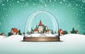 Village in snow globe with village landscape in background Royalty Free Stock Photo