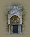 Illustration of a Vintage architecture CEGEP Gerald Godin College stone door