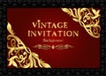 vintage background, elegant antiques, Victorian gold, floral ornament, baroque frame, beautiful invitation Royalty Free Stock Photo