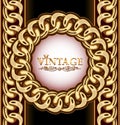 vintage background frame with gold chain pattern Royalty Free Stock Photo