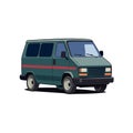 Vintage Green Van Vector Illustration on White Background Royalty Free Stock Photo