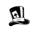 Illustration of vintage hat with ace of spades. Design element for logo, label, sign, poster, card. Royalty Free Stock Photo