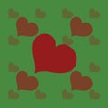 Illustration of vintage hearts on a green background. Royalty Free Stock Photo