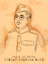 Vintage Indian background with Nation Hero and Freedom Fighter Subhash Chandra Bose Pride of India