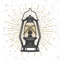 Illustration of vintage kerosene lamp. Design Royalty Free Stock Photo