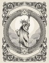 illustration vintage liberty statue with retro style Royalty Free Stock Photo