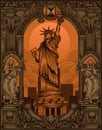 illustration vintage liberty statue with retro style Royalty Free Stock Photo