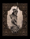 illustration vintage liberty statue with retro style Royalty Free Stock Photo