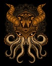 illustration vintage octopus with mask