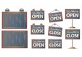 Illustration of a vintage open close sign marketing