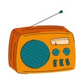 illustration of a vintage radio. Retro device with antenna for broadcasting information and music Royalty Free Stock Photo