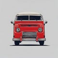 A illustration of a vintage red van on white background. Royalty Free Stock Photo