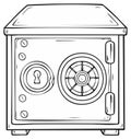 Illustration of a vintage steel safe with keyhole and combination lock Royalty Free Stock Photo