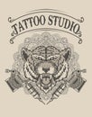 illustration vintage tattoo studio logo Royalty Free Stock Photo