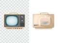 illustration of vintage tv set. Front, rear view. Television device.Retro electric video display, isolated object Royalty Free Stock Photo