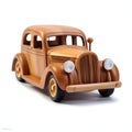 Vintage wooden toy car isolated on white background Royalty Free Stock Photo