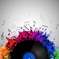 Illustration of vinyl record with music notes Royalty Free Stock Photo