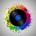 Illustration of vinyl record with music notes Royalty Free Stock Photo