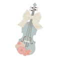 illustration violin blue bow flowers love