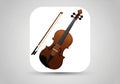 Illustration of a violin and bow set against a white background in a square frame with rounded Royalty Free Stock Photo