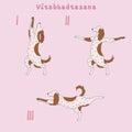 Illustration of virabhadrasana pose instruction with a cute dog Royalty Free Stock Photo