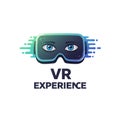 Illustration of a virtual reality headset with stylized eyes inside, creating a lively, Royalty Free Stock Photo