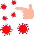The illustration about  virus Corona with shoot hand for unique poster or background computer Royalty Free Stock Photo