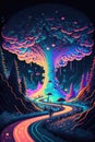Illustration of visions during a psychedelic trip - Generative AI