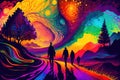 Illustration of visions during a psychedelic trip - Generative AI