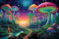 Illustration of visions during a psychedelic trip - Generative AI