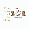 Logo for a vocal school: moai heads, treble clef, and music notes. Royalty Free Stock Photo