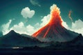 Volcano Eruption, lava flow, explosion Royalty Free Stock Photo