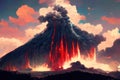 Volcano Eruption, lava flow, explosion Royalty Free Stock Photo