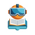 Virtual Reality Learning: Immersive Education with VR Headset and Book Royalty Free Stock Photo