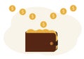 Illustration of a wallet full of coins with a dollar image Royalty Free Stock Photo
