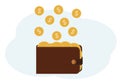 Illustration of a wallet full of coins with a dollar image Royalty Free Stock Photo