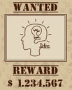 Wanted human idea concept. Wanted vintage poster