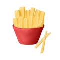 illustration isolated french fries inside the red cup
