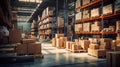 Illustration warehouse with packages neatly arranged on shelves Royalty Free Stock Photo