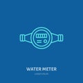 Illustration of water meter, plumber equipment. Plumbing vector flat line icon. Repair service logo