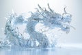 Water splashes in the shape of a dragon isolated on a white background, a detailed illustration Royalty Free Stock Photo