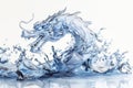 Water splashes in the shape of a dragon isolated on a white background, a detailed illustration Royalty Free Stock Photo