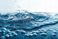 The water surface on a white background, blue water with bubbles, minimalistic and transparently clean, simple yet elegant, w Royalty Free Stock Photo