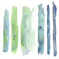 Illustration, watercolor abstract set of multicolored stripes on a white background.
