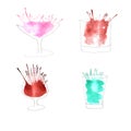 Illustration of watercolor drinks