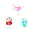 Illustration of watercolor drinks