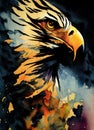 Illustration of watercolor eagle, abstract color background. Digital art Royalty Free Stock Photo