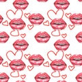 Illustration of watercolor pattern red lips