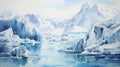 Glacier Of Australia: Hyperrealistic Watercolor Painting Of Arctic Wilderness