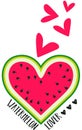 Illustration of watermelon love heart slice